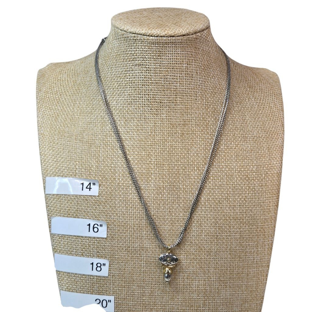 Brighton Venezia Gold/Silver Scrolled Oval Pendant 3-Strand Necklace Retired